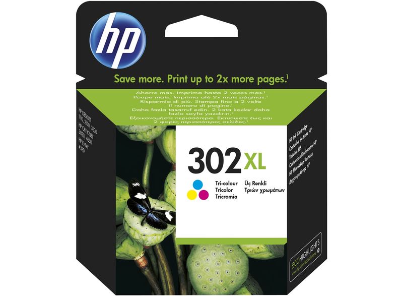 HP 302XL 3farebná kazeta, F6U67AE