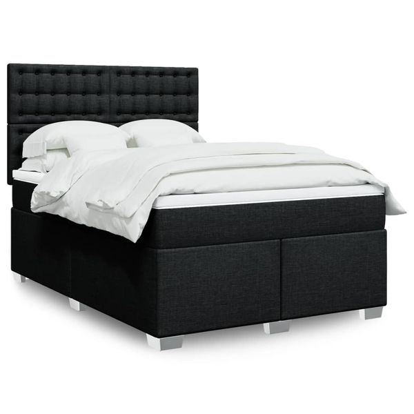 vidaXL Posteľný rám boxspring s matracom čierny 140x200 cm látka