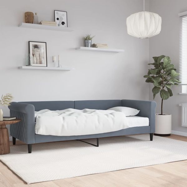 vidaXL Denná posteľ s matracom tmavosivá 80x200 cm zamat