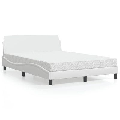vidaXL Posteľ s matracom Dover biela 140x200 cm umelá koža