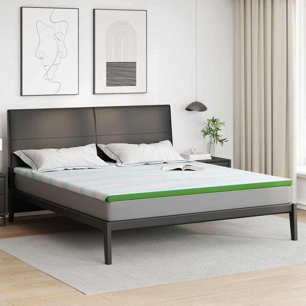 vidaXL Matracová podložka Biela a zelená 200 x 200 cm