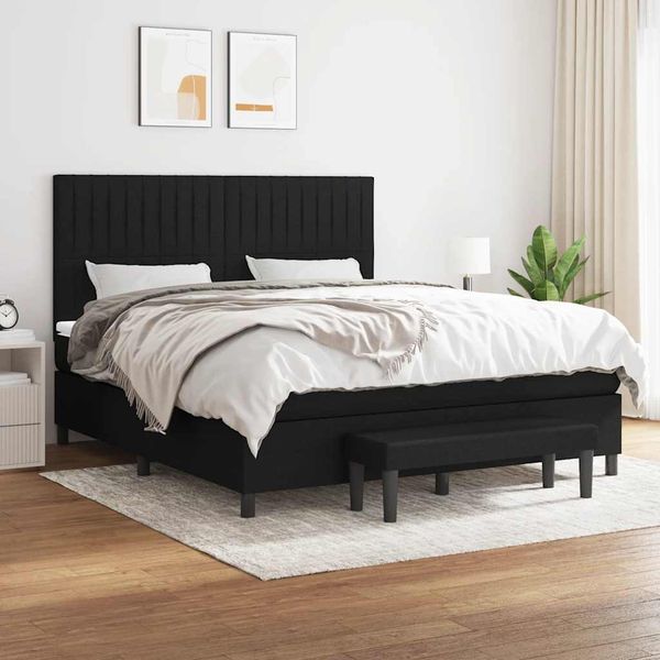 vidaXL Posteľný rám boxspring s matracom čierny 160x200 cm látka
