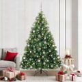 vidaXL Umelý vianočný stromček s 300 LED-i Zelená 210 cm PE a PVC