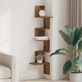 vidaXL Nástenná rohová polica staré drevo 32x32x127,5 cm kompoz. drevo
