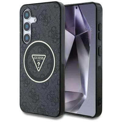 Guess HC Magnetic IML Metal Glitter 4G Circle Triangle case for Samsung Galaxy S25 black