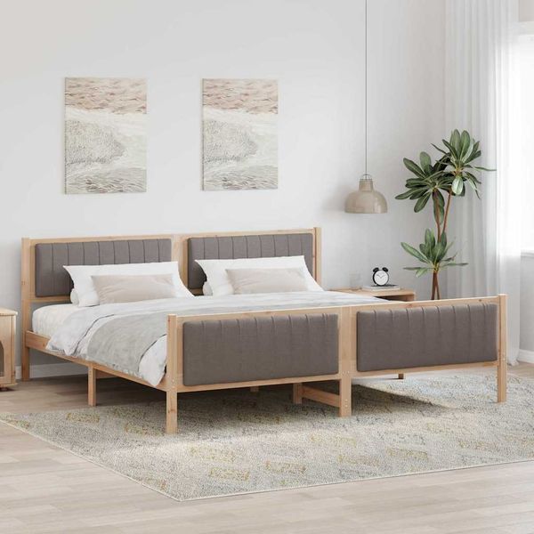 vidaXL Rám postele Hnedá a taupe 200 x 200 cm Borovicový masív