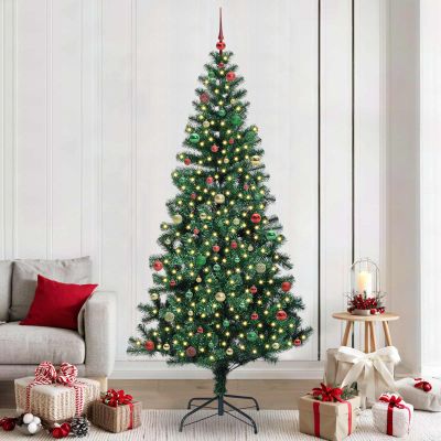 vidaXL Umelý predsvietený vianočný stromček Zelená 240 cm PVC a kov