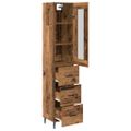 vidaXL Highboard Staré drevo 34,5 x 34 x 180 cm Kompozitné drevo