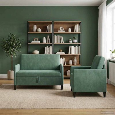vidaXL Súprava pohovky s úložným priestorom 2 ks Morská zelená