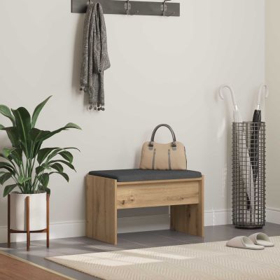vidaXL Lavica na topánky s vankúšom Dub artisan 63 x 38 x 40 cm