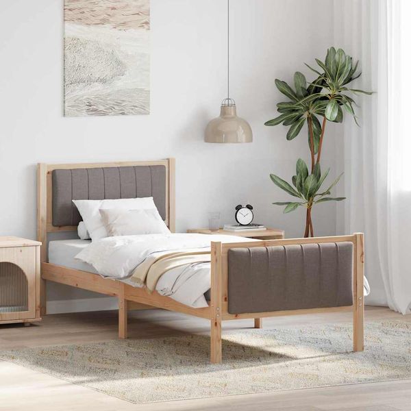 vidaXL Rám postele Hnedá a taupe 75 x 190 cm Borovicový masív