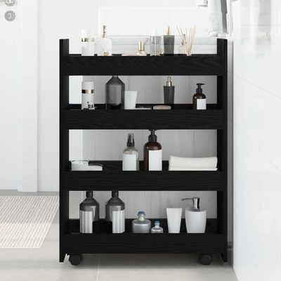 vidaXL Úzky úložný vozík Čierny dub 60 x 20 x 82 cm Kompozitné drevo