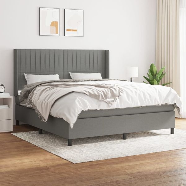vidaXL Boxspring posteľ s matracom tmavosivá 180x200 cm látka