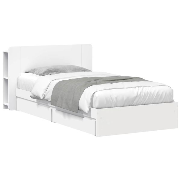 vidaXL Rám postele so skladom Biela 80 x 200 cm Kompozitné drevo