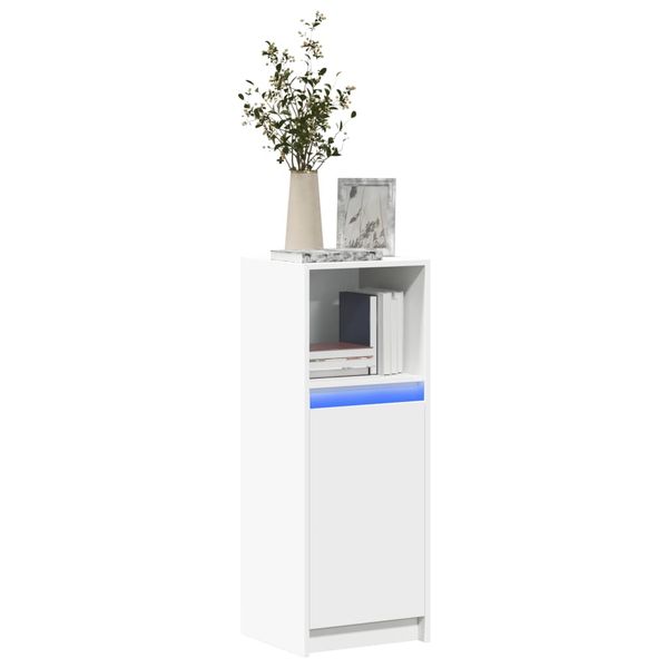 vidaXL Komoda s LED biela 38x34x100 cm kompozitné drevo