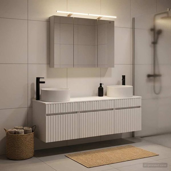 vidaXL Set kabinetov do kúpeľne 4 pcs Biela 100 x 14,5 x 70 cm
