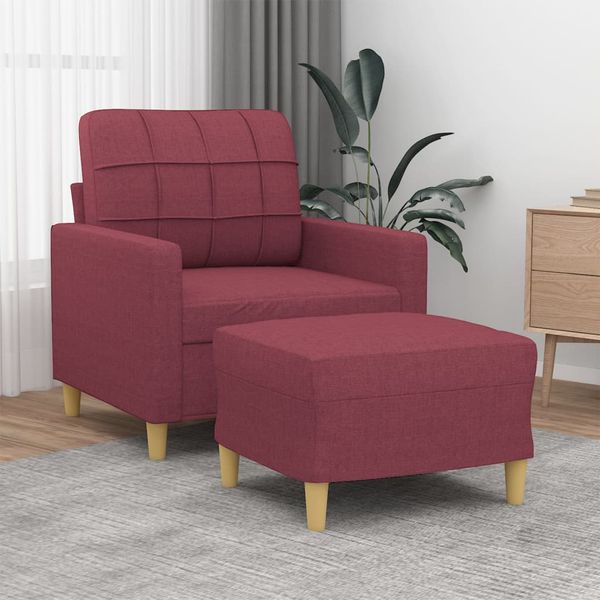 vidaXL Kreslo s podnožkou vínovo-červené 60 cm látka