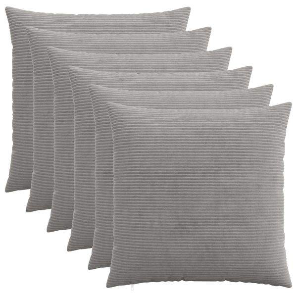 vidaXL Poťah na podložku 6 pcs HEERLEN Svetlosivá 55 x 55 cm manšestr
