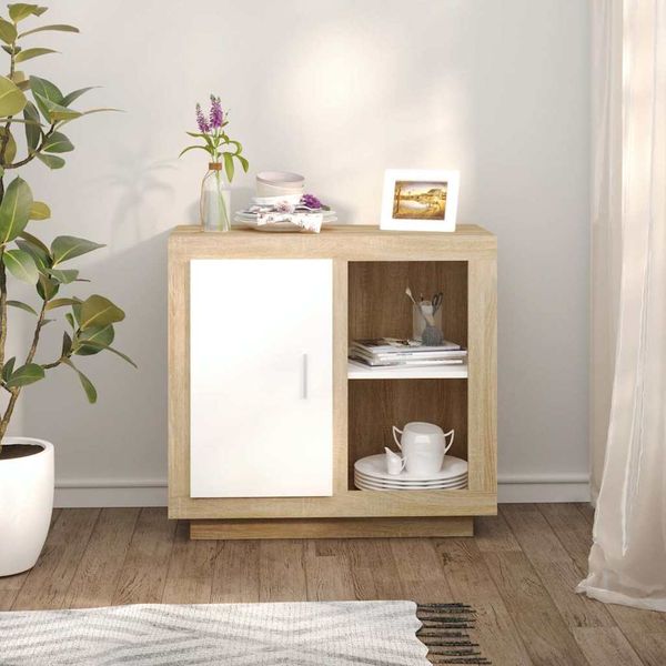 vidaXL Komoda biela a dub sonoma 80x40x75 cm