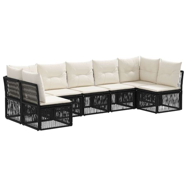 vidaXL Súprava záhradných pohoviek 7 pcs Čierna polyratan