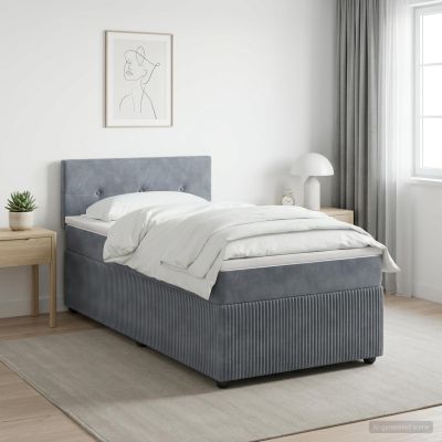 vidaXL Posteľ boxspring s matracom Tmavosivá 90 x 190 cm Zamat