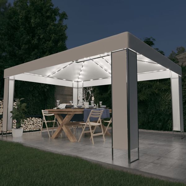 vidaXL Altánok s LED reťazou, biely 3x4 m
