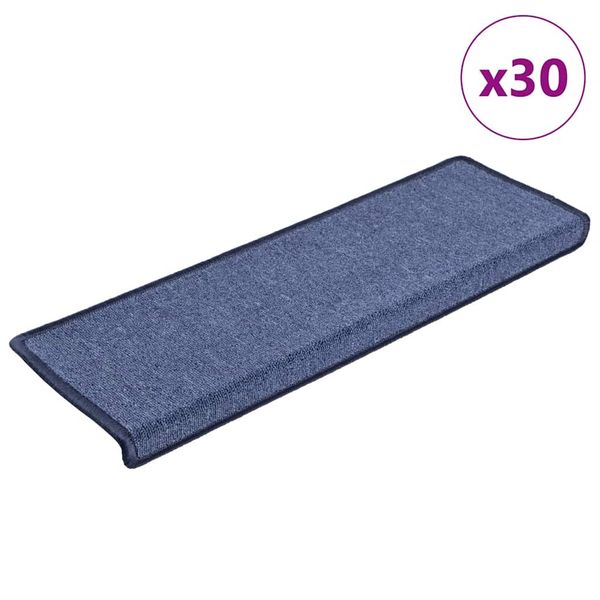 vidaXL Schodové rohože 30 ks 65x21x4 cm modré s obdĺžnikovým okrajom