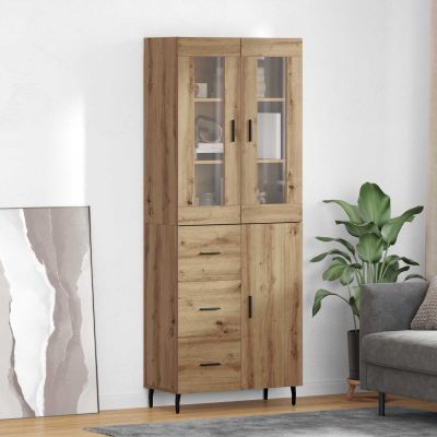 vidaXL Highboard so zásuvkou 2 pcs Remeselný dub Kompozitné drevo