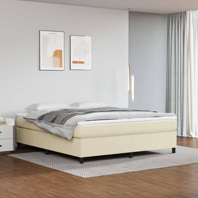 vidaXL Boxspring posteľ s matracom krémová 180x200 cm umelá koža