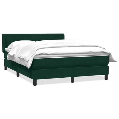 vidaXL Posteľný rám boxsping s matracom tmavozelený 140x220 cm zamat