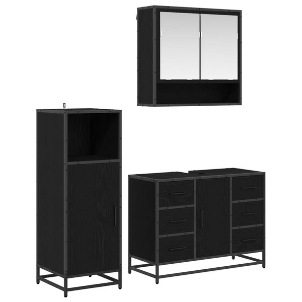 vidaXL Sada kúpeľňového nábytku 3 pcs Čierny dub Kompozitné drevo