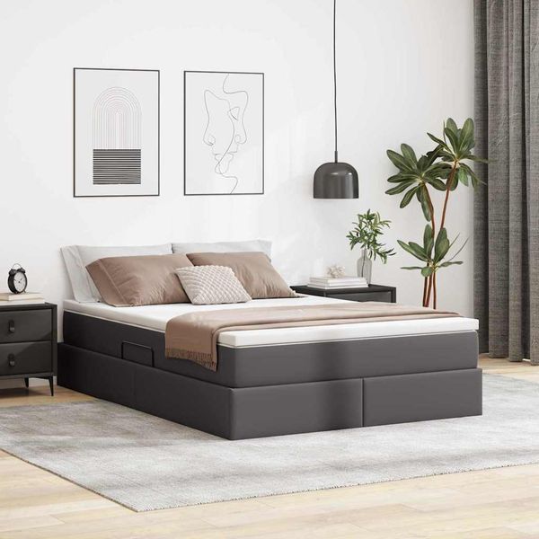 vidaXL Postel s úložným prostorem a matrací Sivá 140 x 200 cm