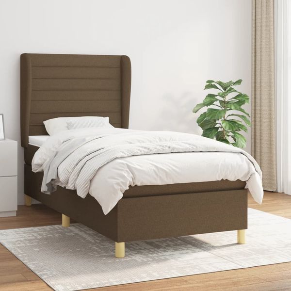 vidaXL Boxspring posteľ s matracom tmavohnedá 100x200 cm látka