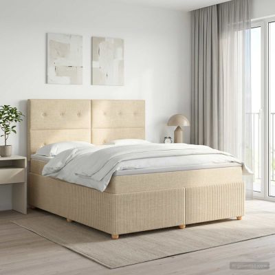 vidaXL Posteľ boxspring s matracom Krémová 180 x 200 cm Látka