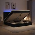 vidaXL Ottoman posteľ s matracom a LED Čierna 200 x 200 cm Zamat
