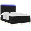 vidaXL LED box s pružinami s čelnou doskou Čierna 140 x 190 cm látka