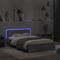 vidaXL Posteľný rám s čelom a LED betónovo sivý 135x190 cm