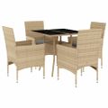 vidaXL 5-dielna záhradná jedálenská súprava+podložky, béžová polyratan