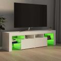 vidaXL TV skrinka s LED svetlami, lesklá biela 140x36,5x40 cm