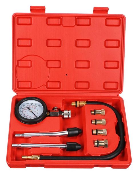 Sada na testovanie komprezie benzínových motorov MECHANIC ENGINE TESTER 8, 0-20 bar, 8 ks SIXTOL
