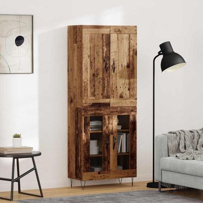 vidaXL Highboard Staré drevo 69,5 x 34 x 180 cm Kompozitné drevo