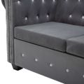 vidaXL Pohovka Chesterfield v tvare L, zamat 199x142x72 cm, sivá