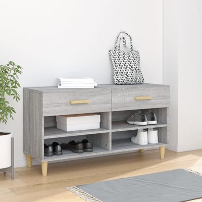 vidaXL Botník sivý dub sonoma 102x35x55 cm spracované drevo