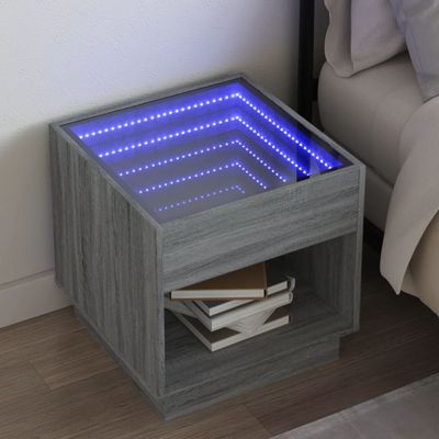 vidaXL Konferenčný stolík s nekonečnými LED sivý sonoma 50x50x50 cm