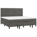 vidaXL Posteľný rám boxspring s matracom tmavosivý 200x200 cm zamat