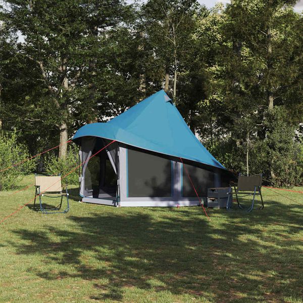 vidaXL Tipi stan so strechou s úložiskom Modrá 404 x 370 x 270 cm taft