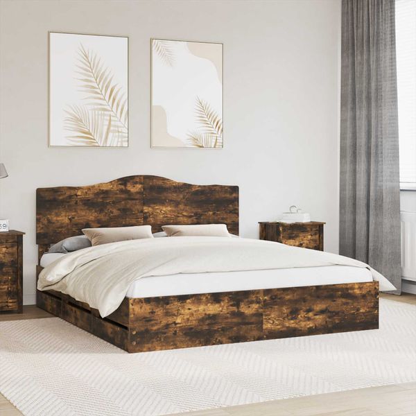 vidaXL Rám postele Dymový dub 180 x 200 cm Inžinierske drevo