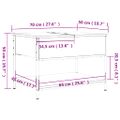 vidaXL Konferenčný stolík dymový dub 70x50x50 cm kompozit. drevo a kov