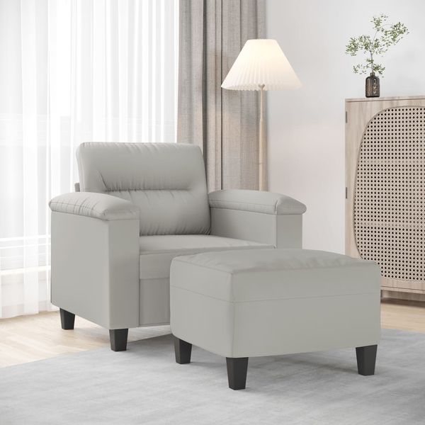 vidaXL Kreslo s podnožkou bledosivé 60 cm mikrovláknová látka