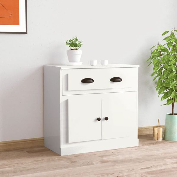 vidaXL Komoda lesklá biela 70x35,5x67,5 cm spracované drevo